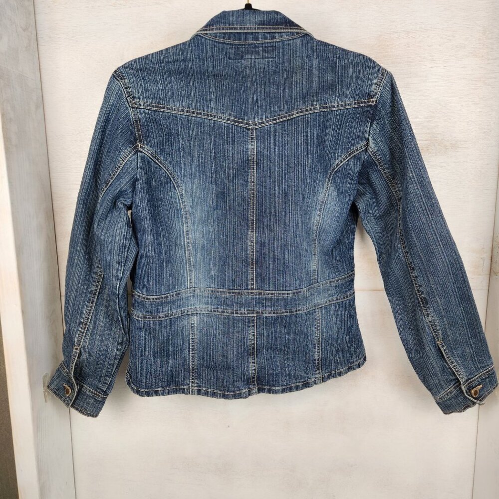 Duck Head Jeans Co. Stretch Medium Wash Denim Jacket Small, Button Down, 90s/Y2K - Picture 7 of 8